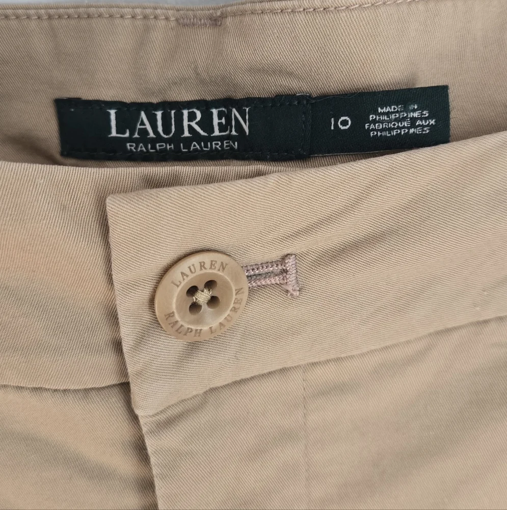 RALPH LAUREN Tan Wide Leg Cotton Trousers with Belt - Picture 5 of 11